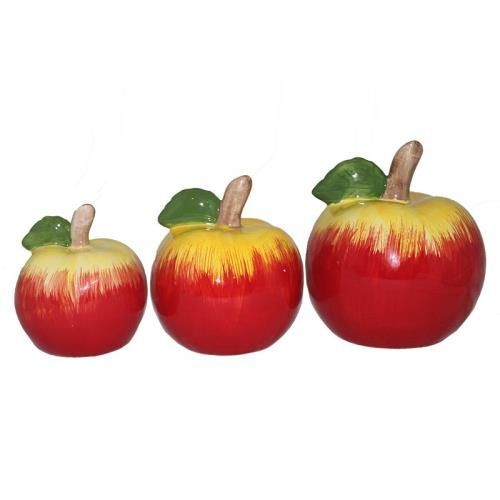 3pc Ceramic Apple set Decorative Kitchen Fruits Decor to