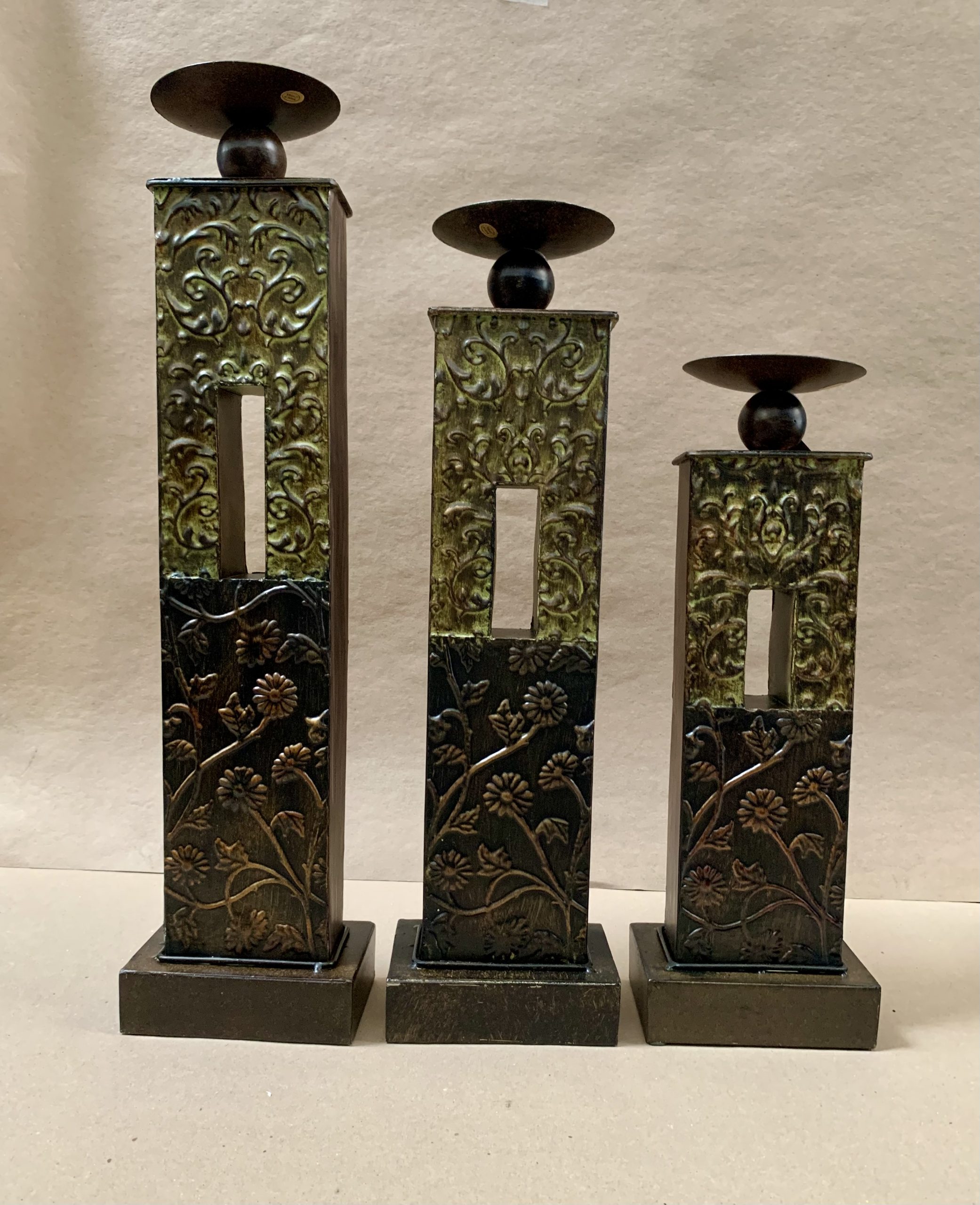 Rustic Metal Candle Holder Set of 3 to Globedecor International