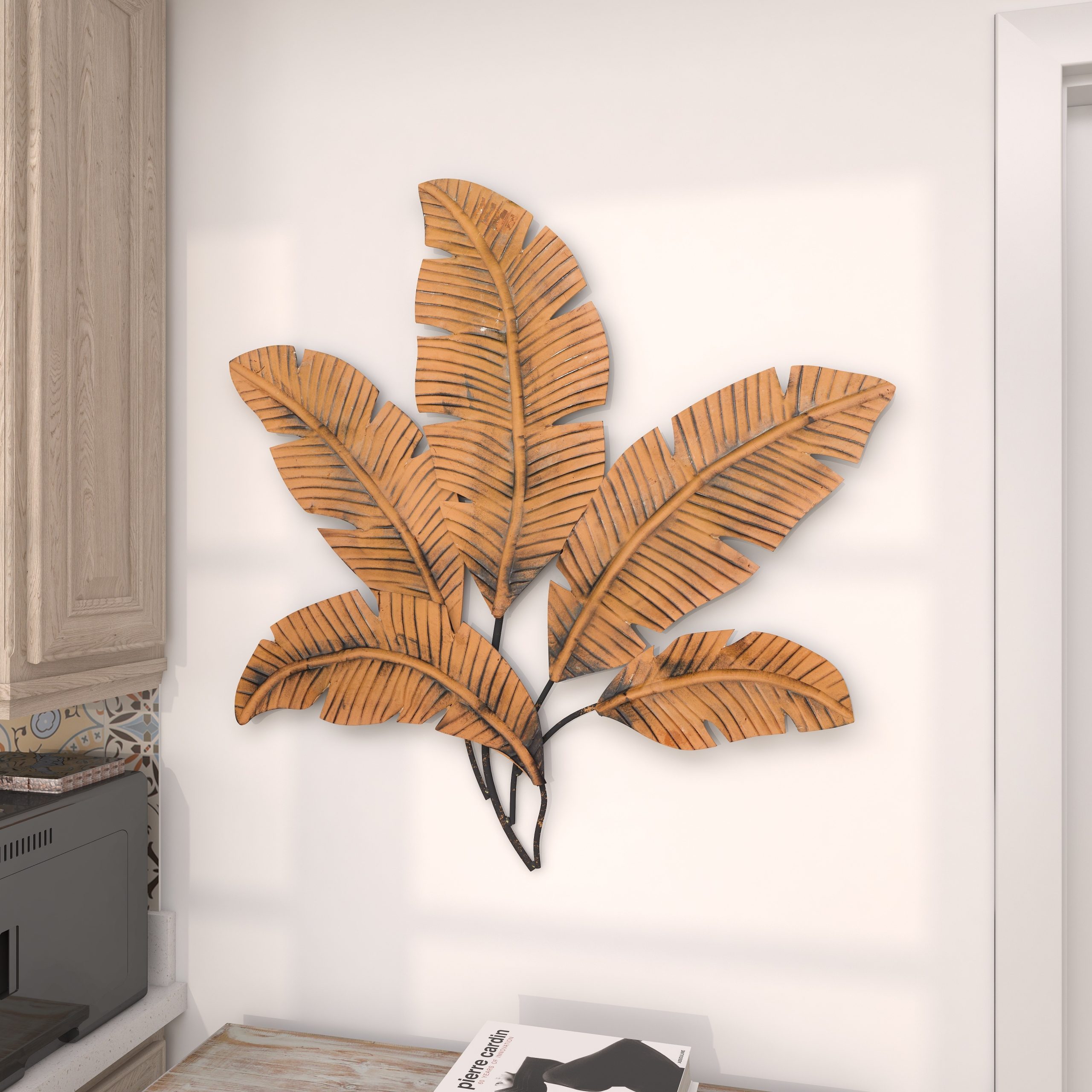 Textured Metal Palm Leaf Wall Decor, 35