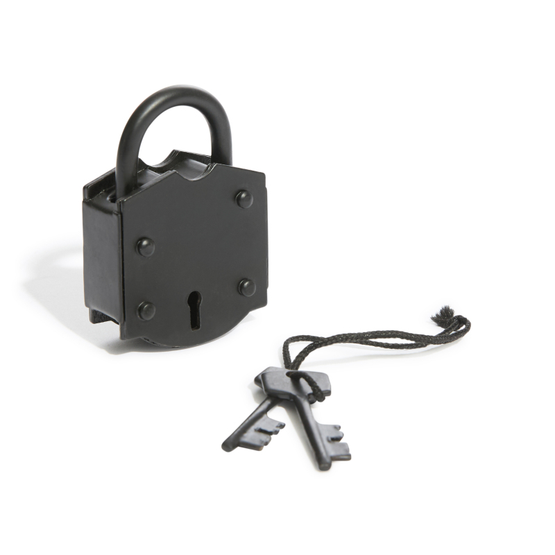 Rustic Black Antique Padlock with 2 Keys 3″H | Globedecor