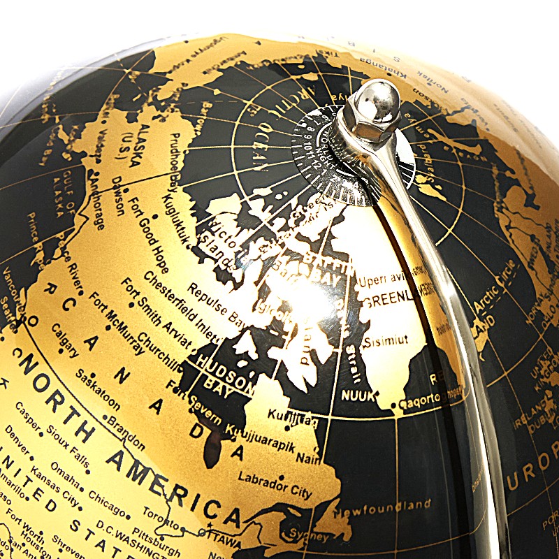 Modern Black Globe Decor on Wooden Tripod Stand, 17″H | Globedecor